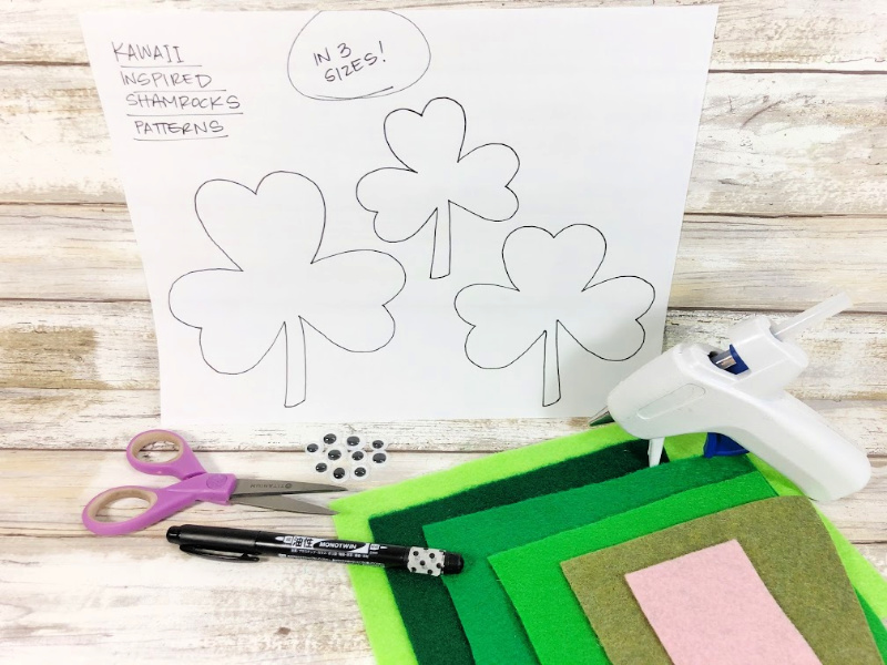 Material list of products to make Kawaii inspired shamrocks