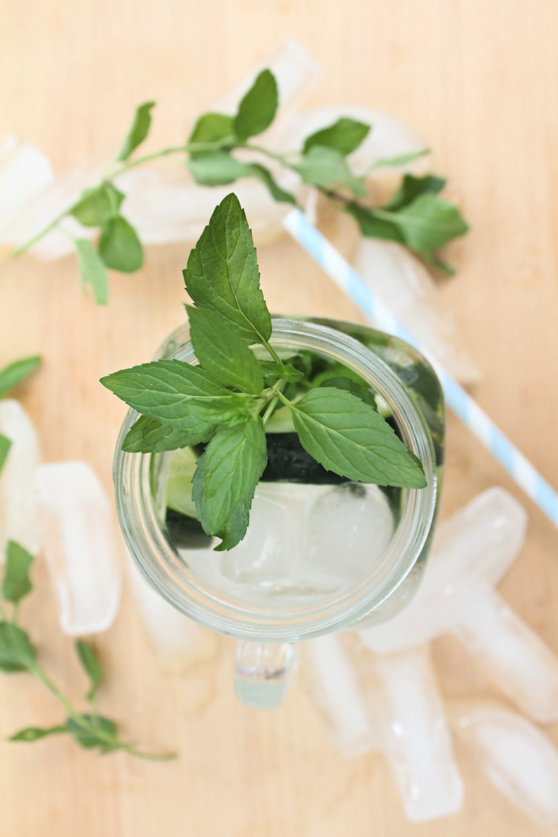 hydrating Cucumber water topped with mint