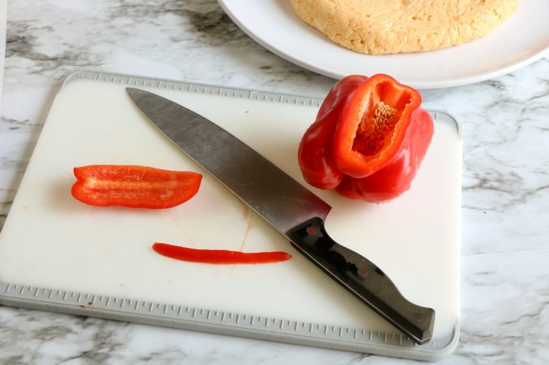 Slice red pepper for the mouth!