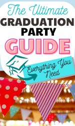 A colorful print banner with Graduation Party Guide text to plan the perfect graduation party!