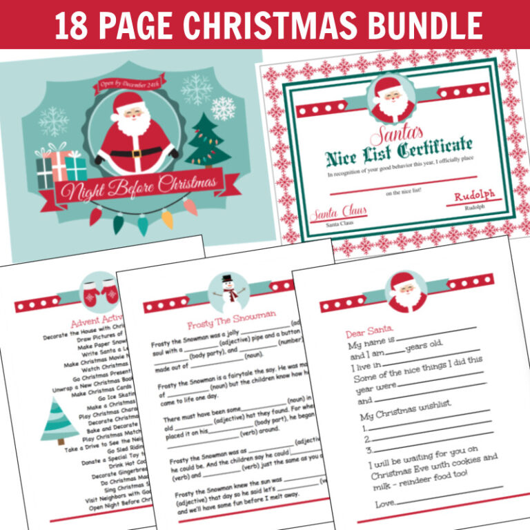 Christmas Eve Box Printables collection and Santa Christmas Printables