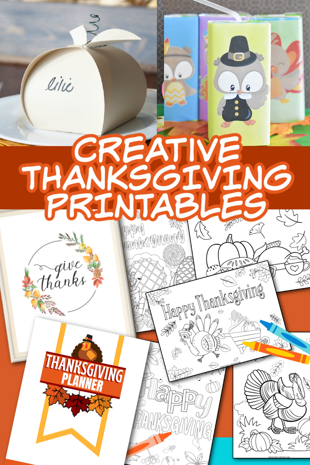 A collage of Thanksgiving printables.