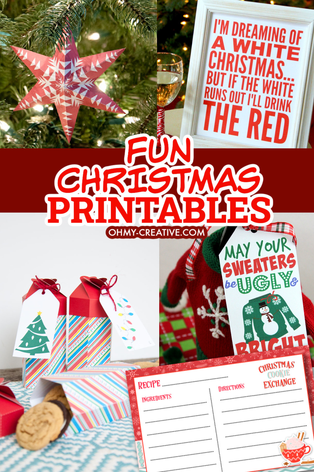 A collage of Christmas printables.