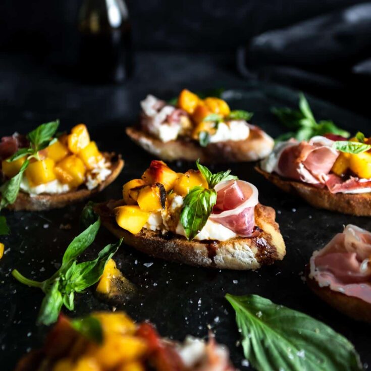 Image for Grilled Peach & Burrata Bruschetta with Prosciutto