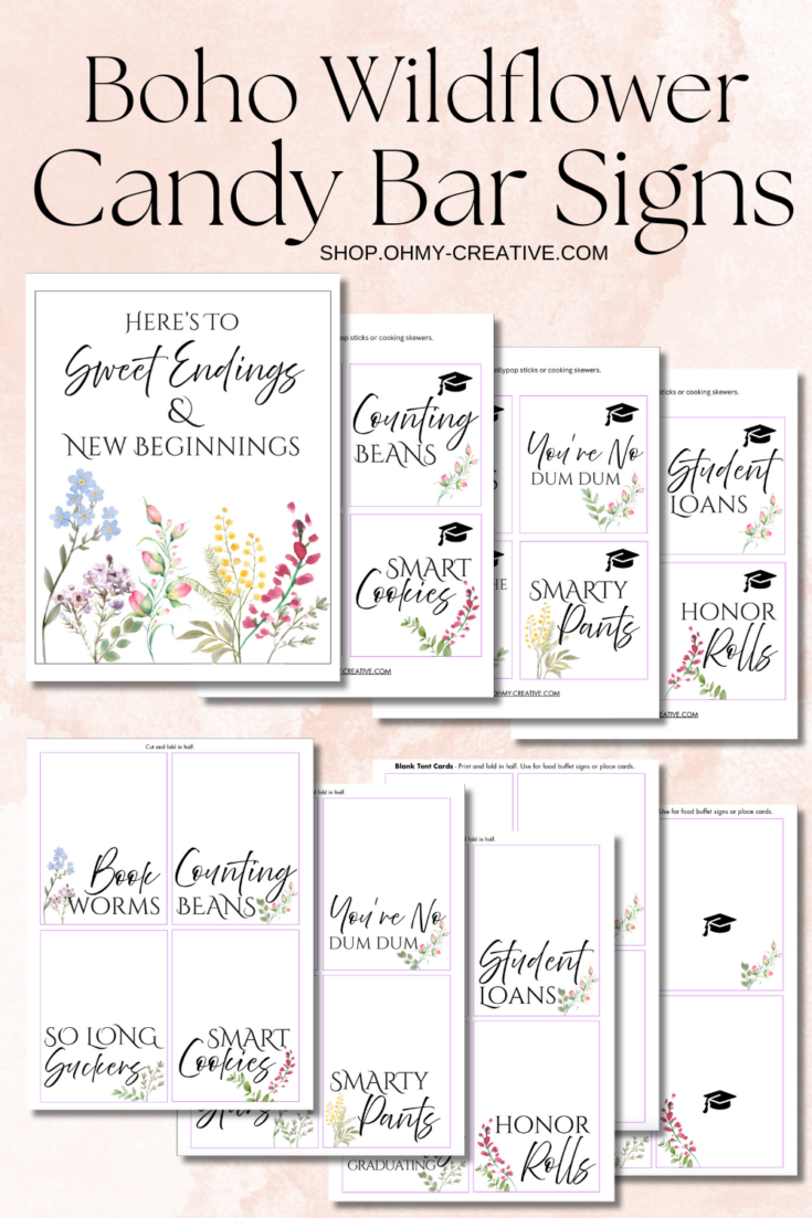 Wildflower Graduation Candy Bar Signs