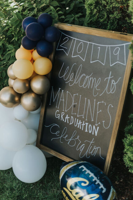 Backyard graduation party chalkboard sign