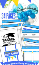 A collage of printable graduation party planner.