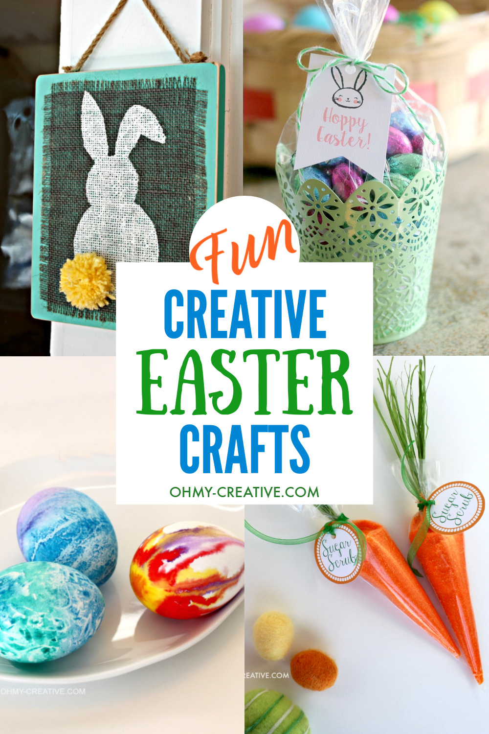 A collage of fun creative Easter ideas including Easter crafts!