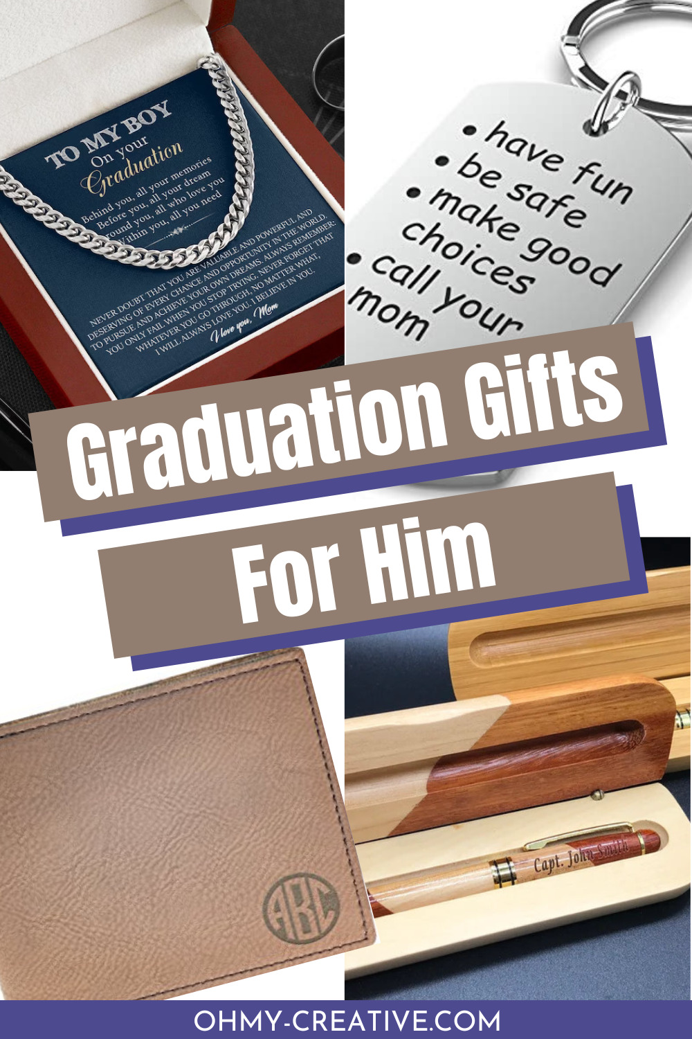 A collage of graduation gifts with for him for your son.