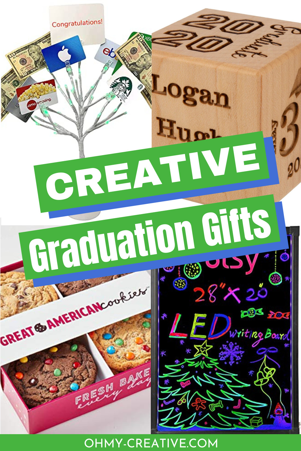 A collage of creative graduation gifts to give when you don't want to give an ordinary grad gift!