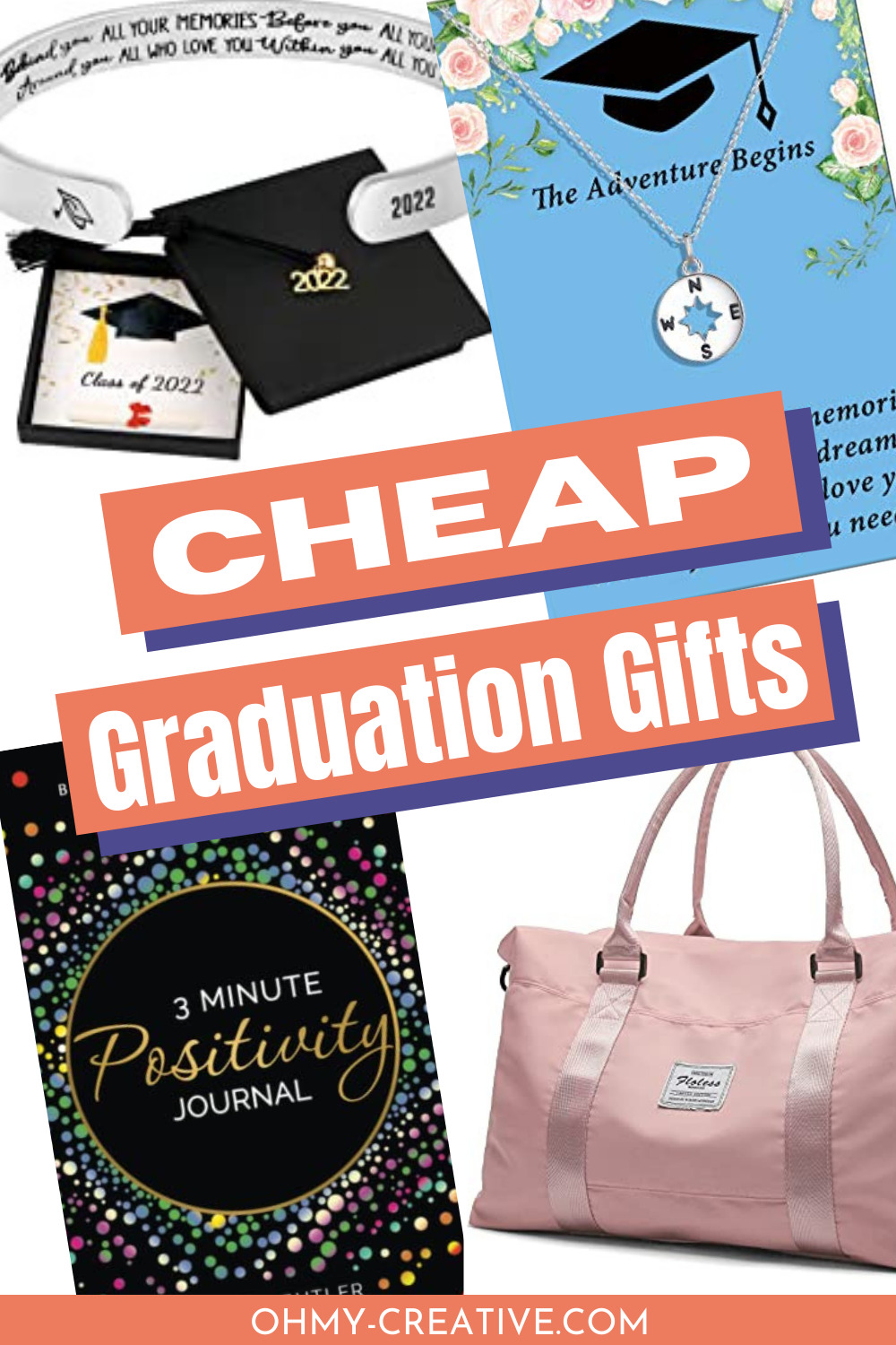 A collage of cheap graduation gifts that won't break the bank.