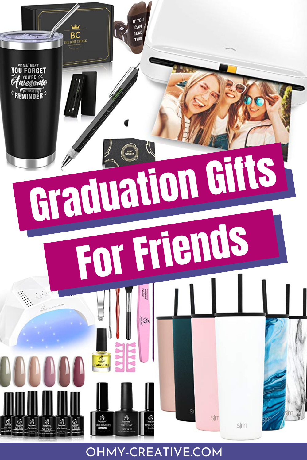 A collage of the best graduation gift ideas for friends you will find! Save time and check out this list of funny, personal and useful gifts.