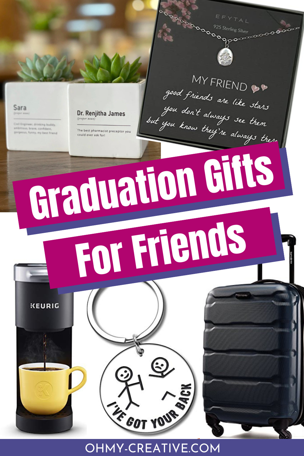 A collage of the best graduation gift ideas for friends you will find! Save time and check out this list of funny, personal and useful gifts.