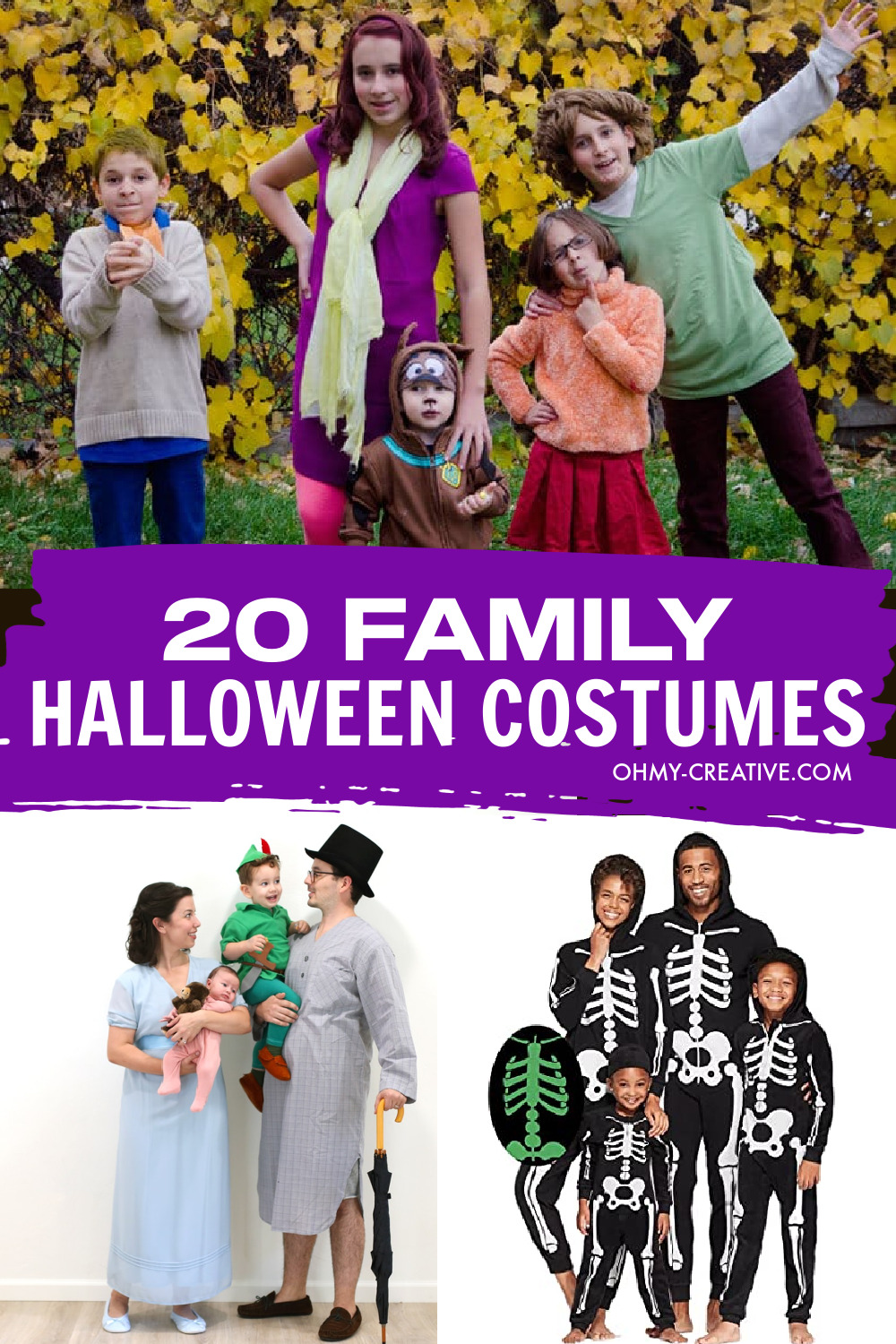 FAMILY Halloween Costumes including Scooby Doo, Peter Pan and glow in the dark skeleton onesies and more!