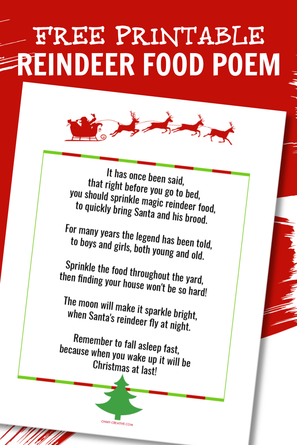 A free printable Reindeer Food Poem - a fun Christmas Eve Tradition!  
