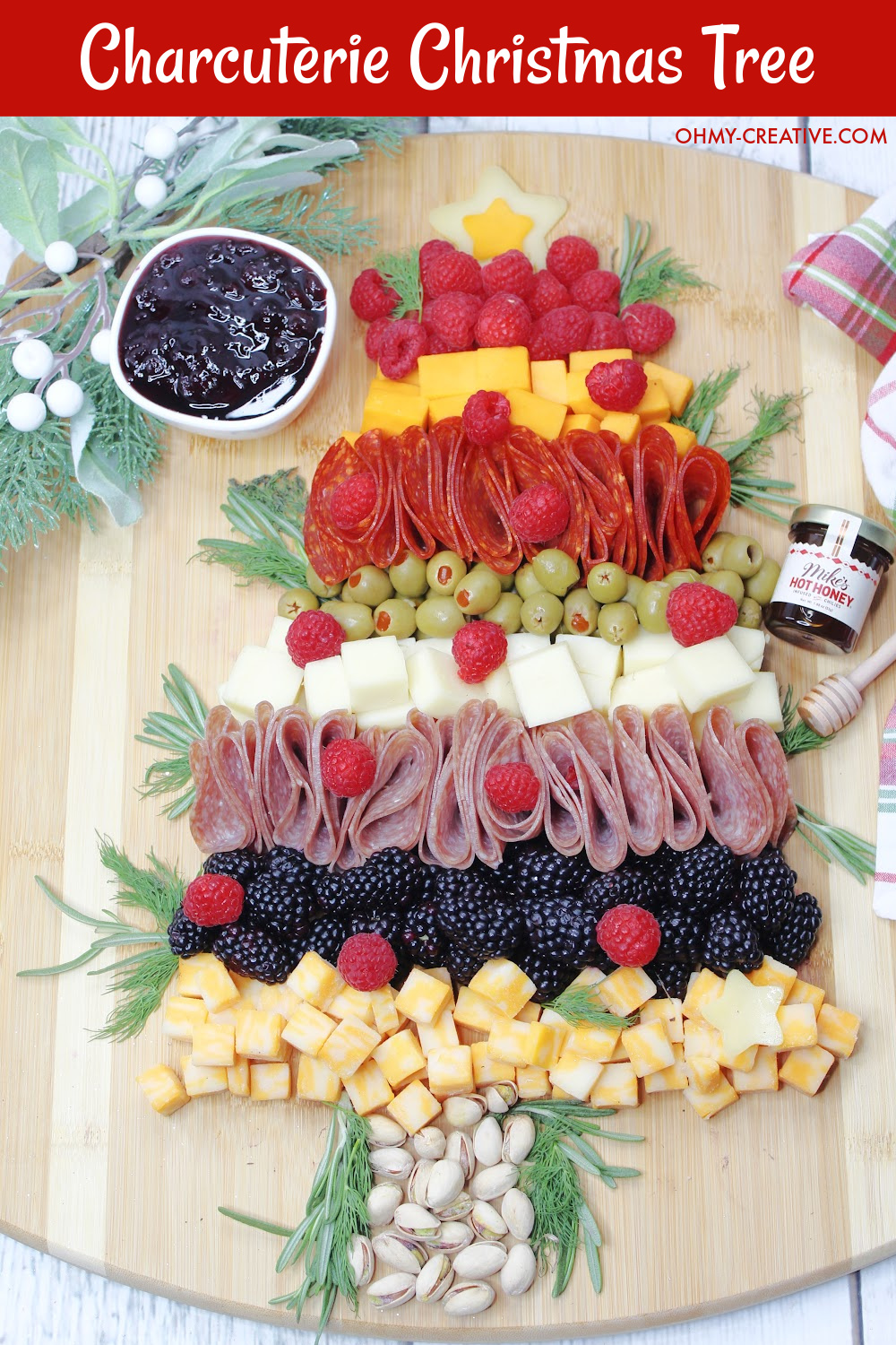 A beautiful Charcuterie Christmas Tree board for every Christmas party celebration - an easy Christmas appetizer.