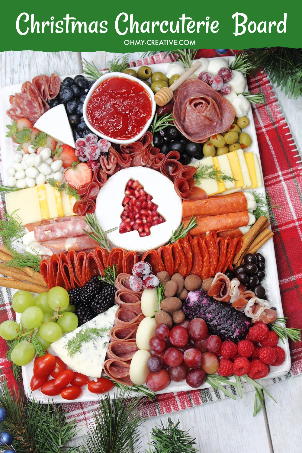 A beautiful Charcuterie Christmas board for every Christmas party celebration - an easy Christmas appetizer.
