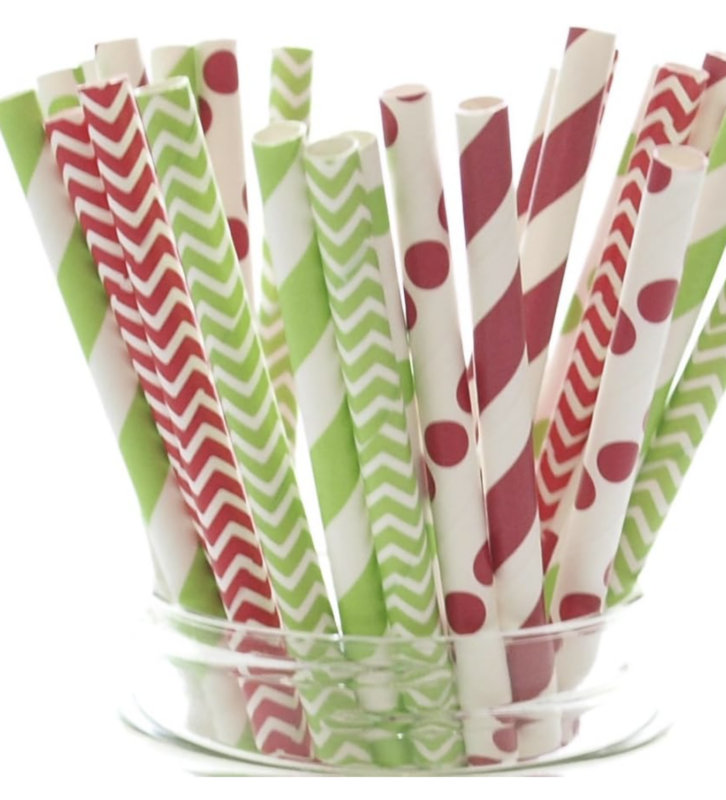 red and green straws