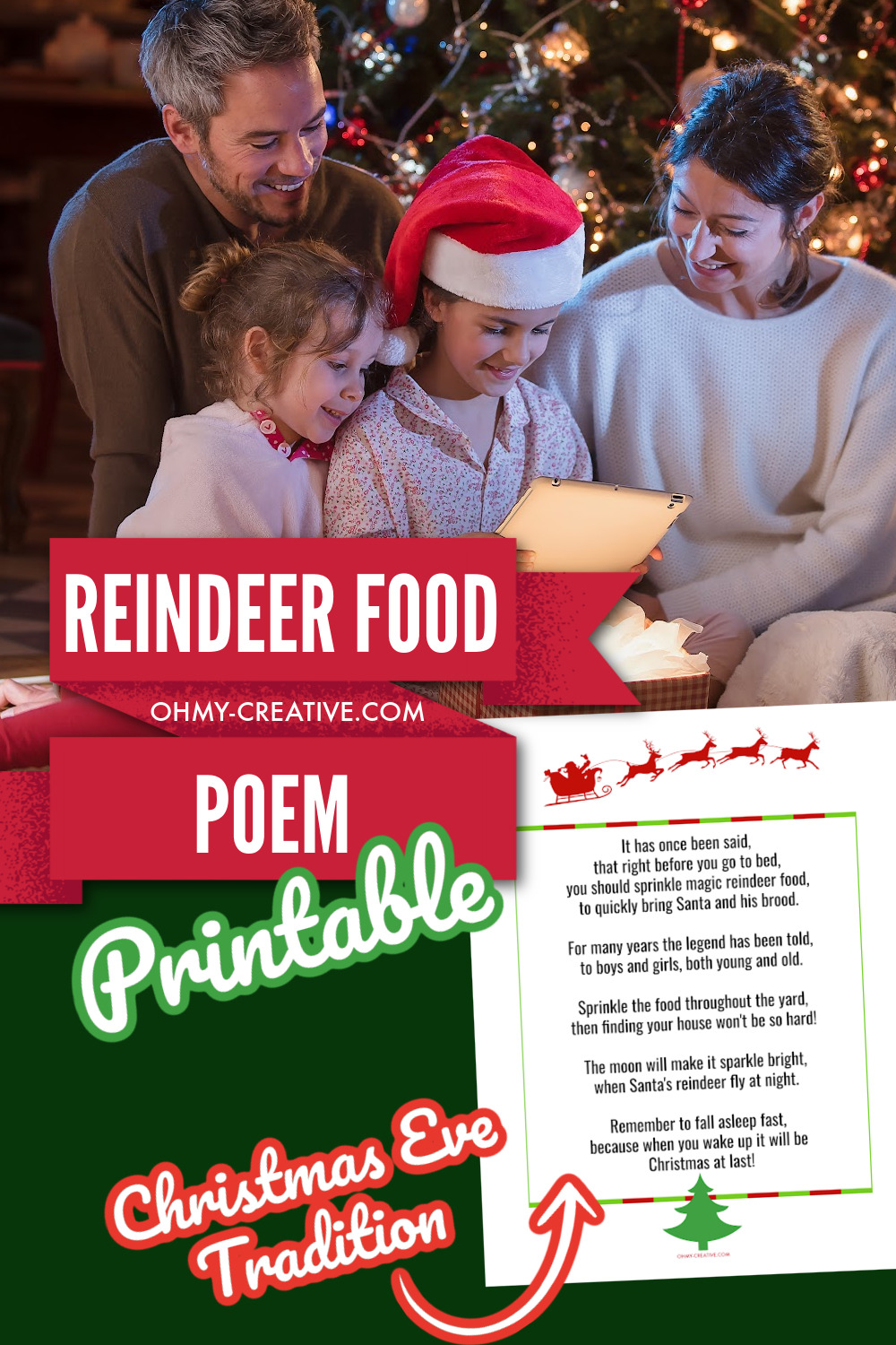 A free printable Reindeer Food Poem - a fun Christmas Eve Tradition! Kids enjoying this on Christmas Eve!