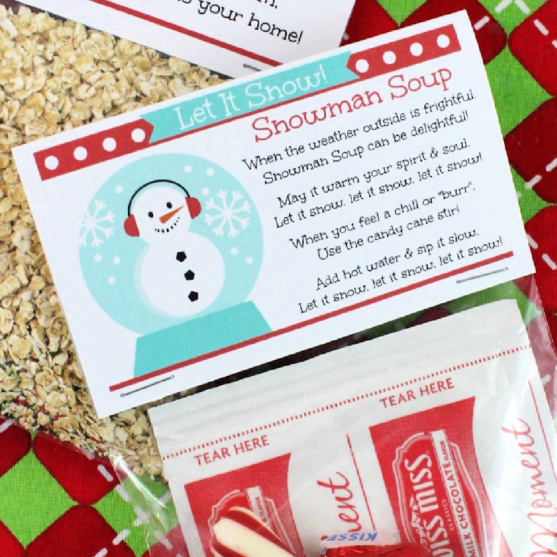 Snowman soup bag topper gift