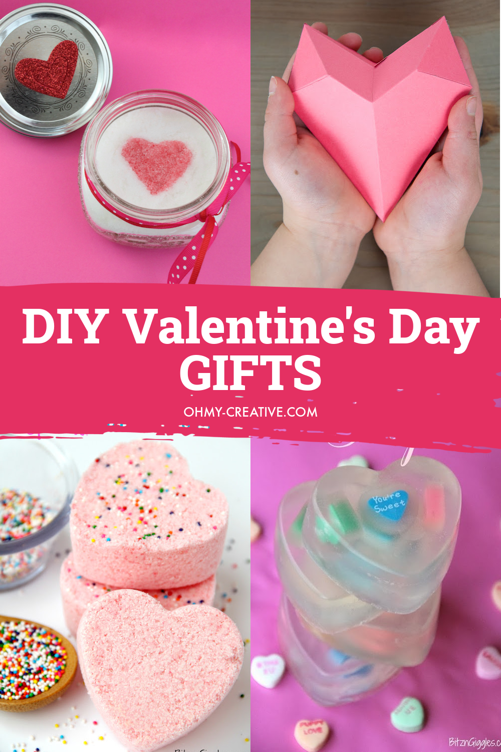 A collage of DIY Valentine's Day Gifts or Galentine's day gifts for your loved ones.