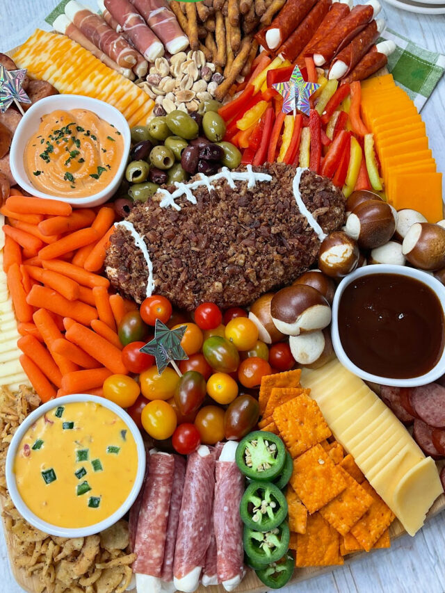 Football Charcuterie Board with Cheese Ball