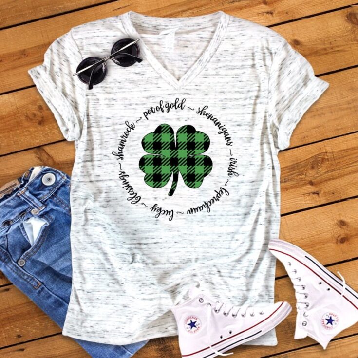 Image for Buffalo Plaid Circle Shamrocks St Patrick's Day Fun Unisex - Etsy