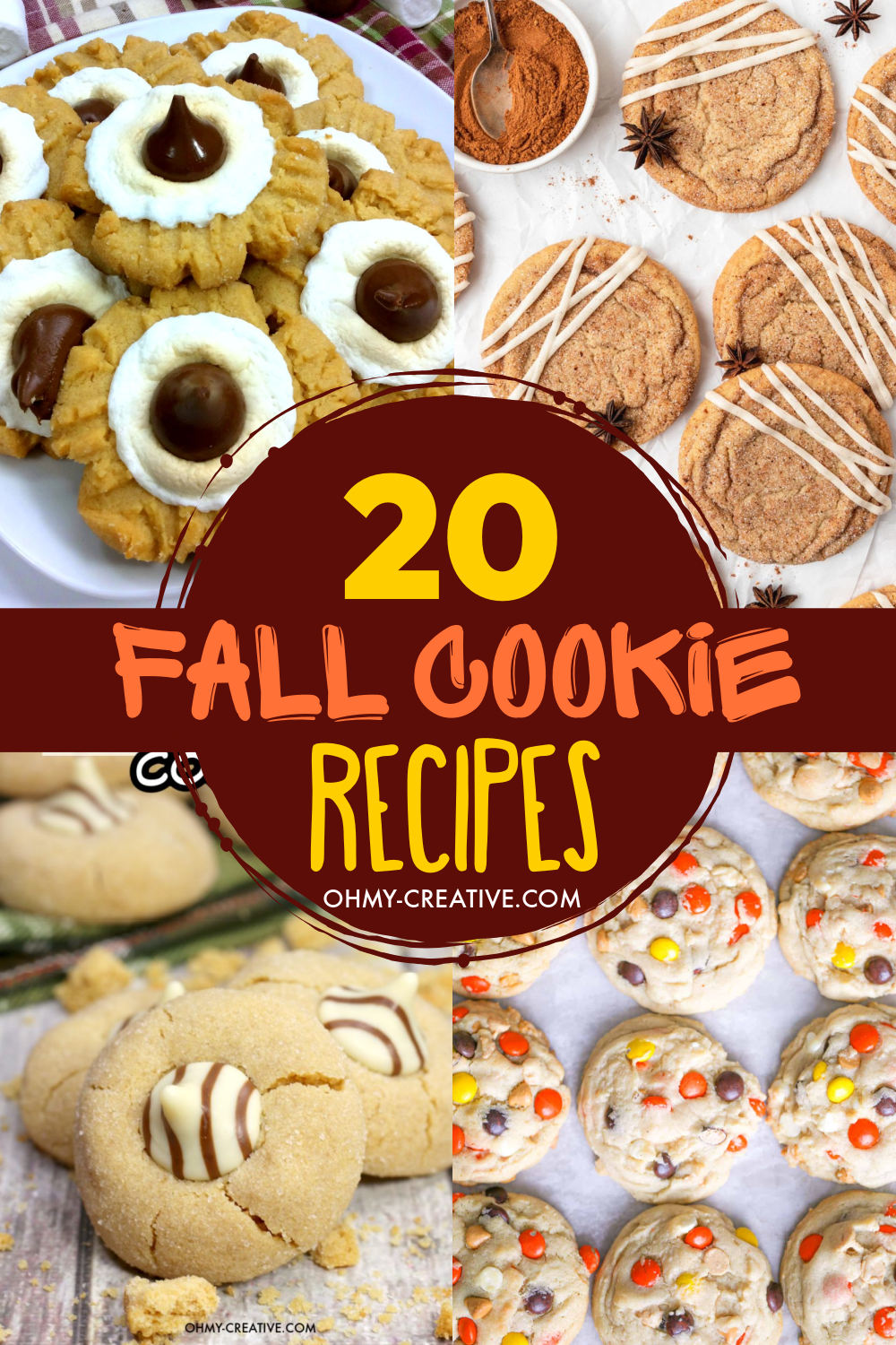 pin image that reads 20 fall cookie recipes