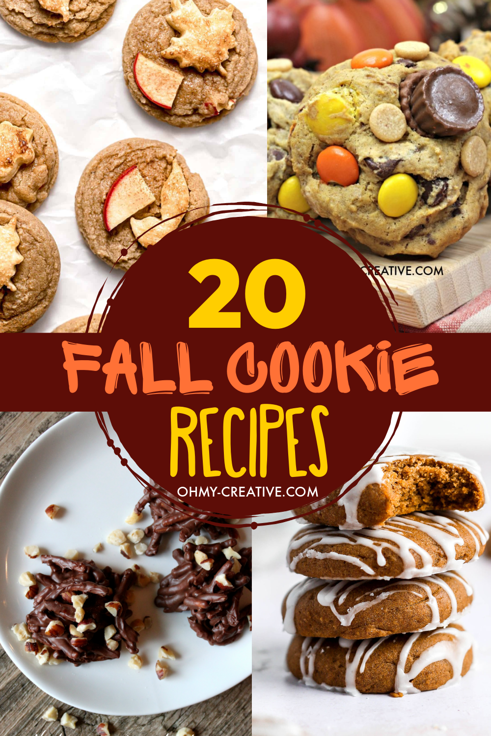 pin image that reads 20 fall cookie recipes