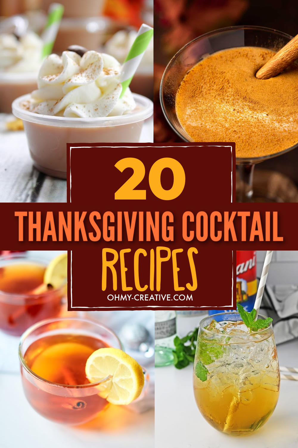A collage of 20 Thanksgiving cocktail recipes