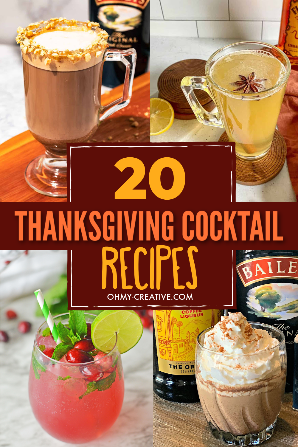 A collage of Thanksgiving drink recipes