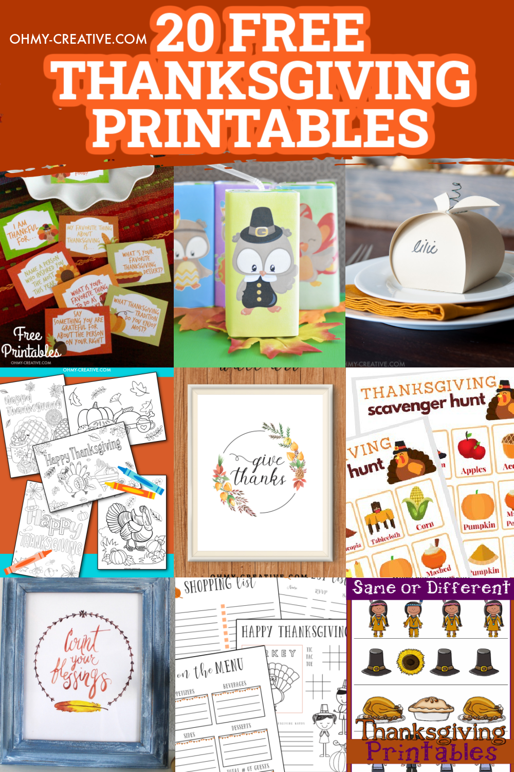 20 Free Thanksgiving Printables – Easy To Download