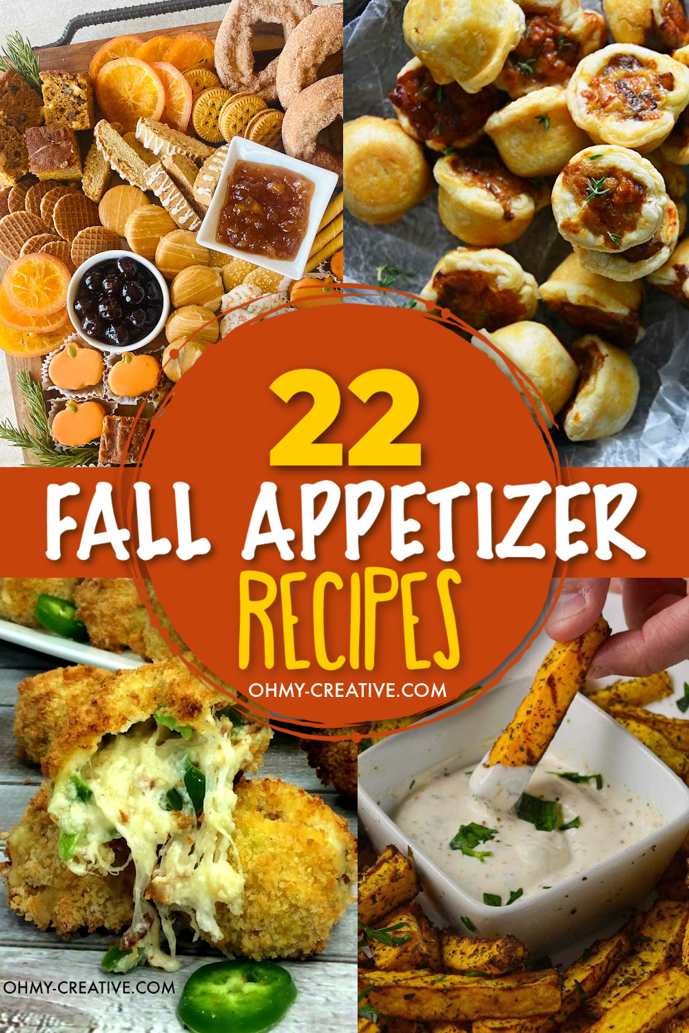 pin image that reads 22 fall appetizer recipes 