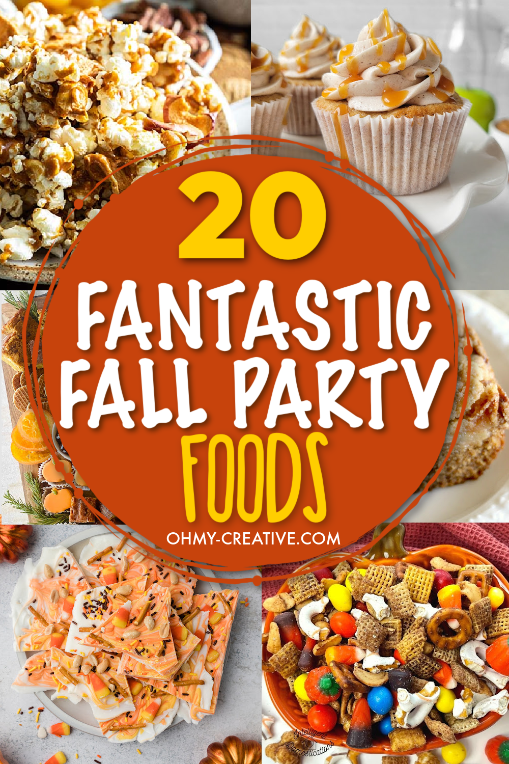 A collage of delicious fall party foods