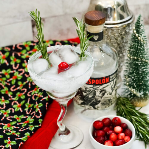 A margarita decorated to look like Rudolph for Christmas parties.