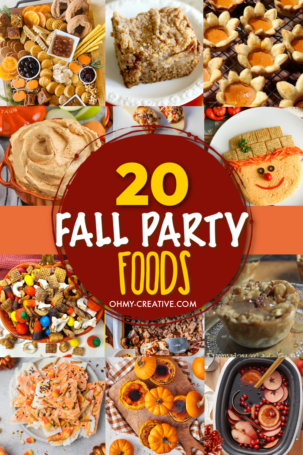 A collage of sweet and savory fall party foods