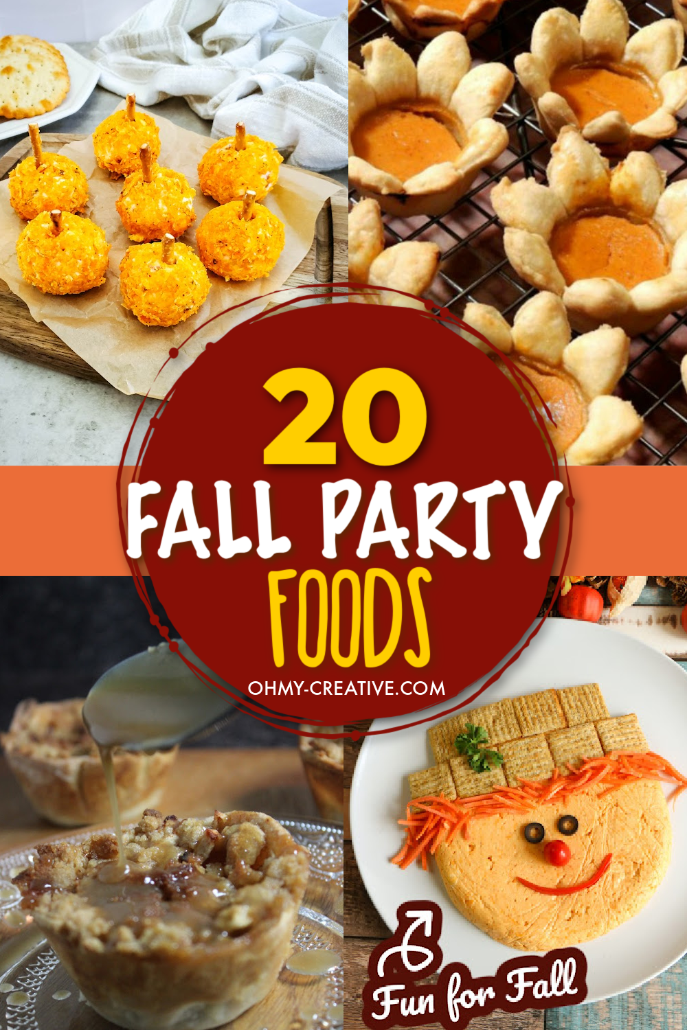 A collage of delicious fall party foods with autumn flavors