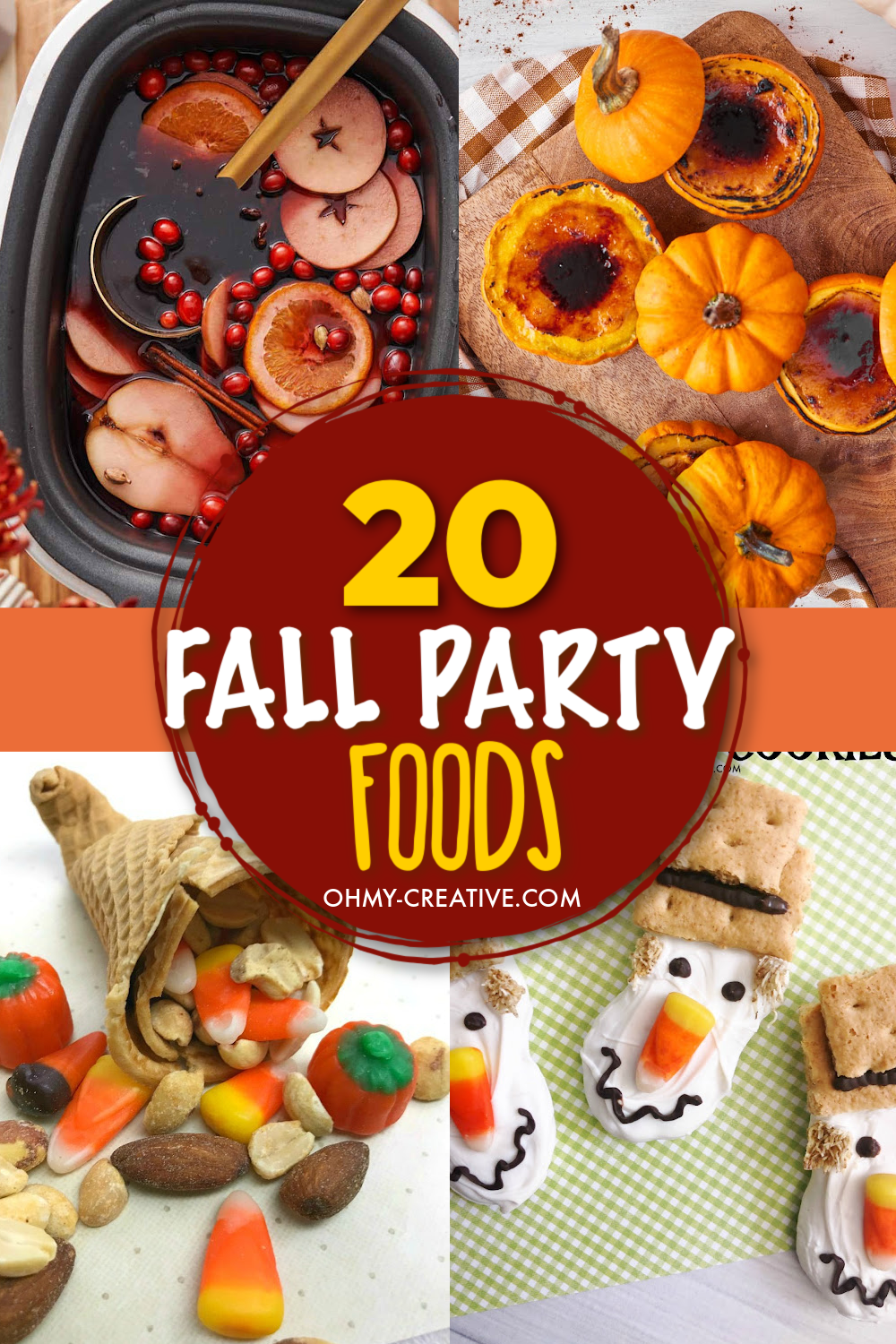 A collage of delicious fall party foods