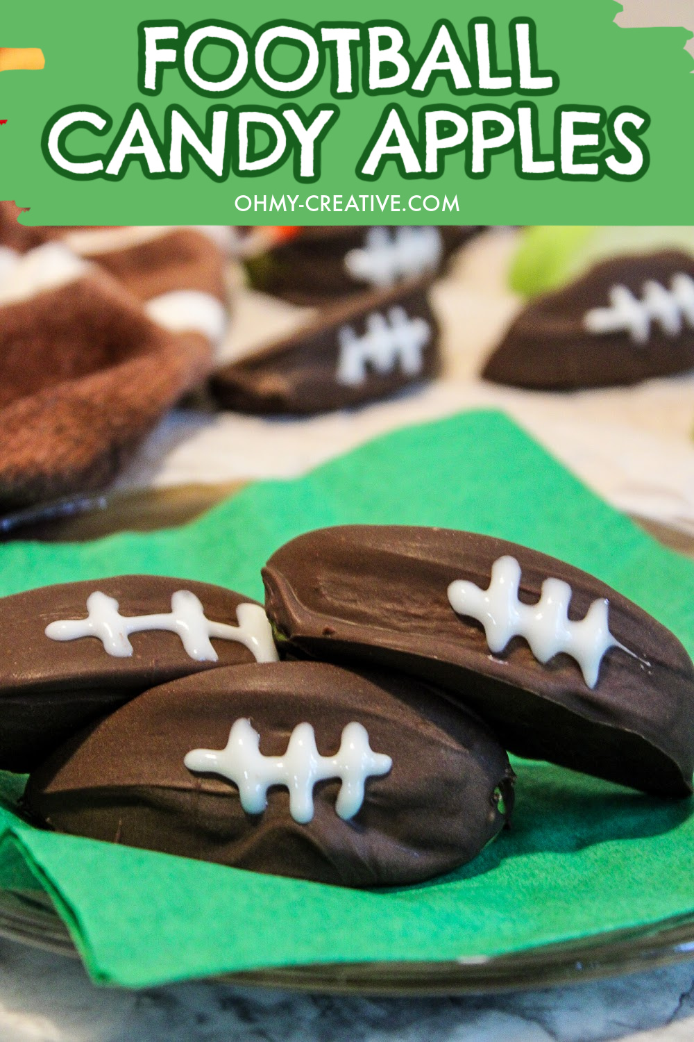 Chocolate Football Candy Apples (Game Day Treat)
