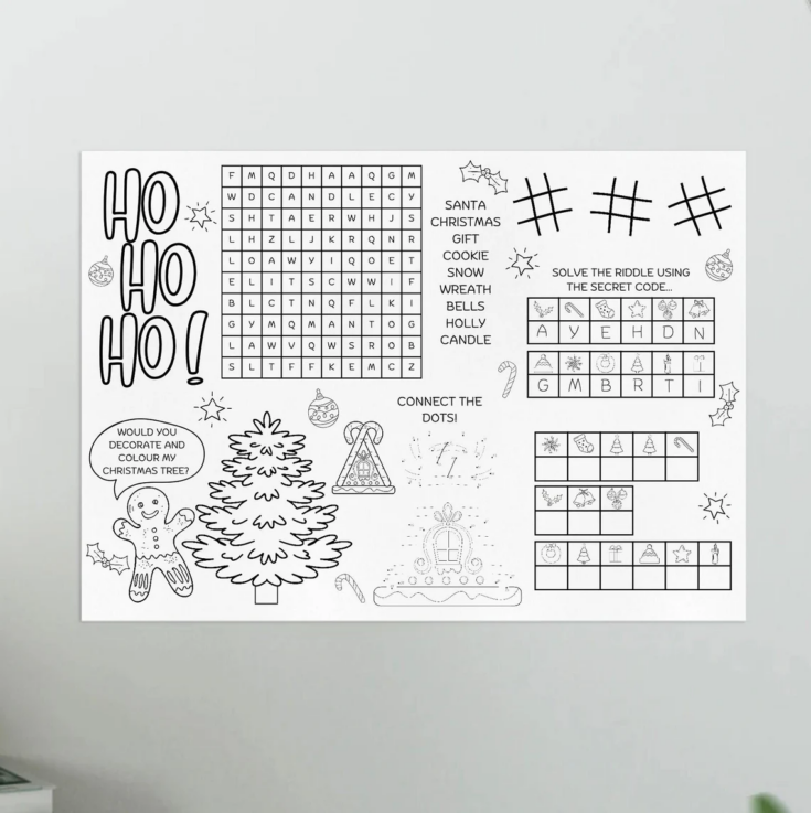 Image for Christmas Activity Placemat Coloring Sheet 