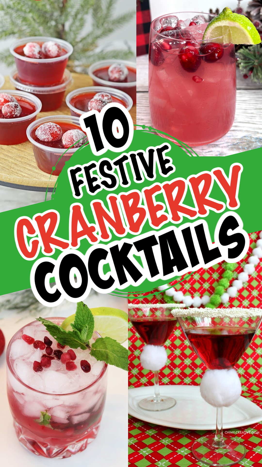 A collage of Christmas cranberry cocktail recipes.