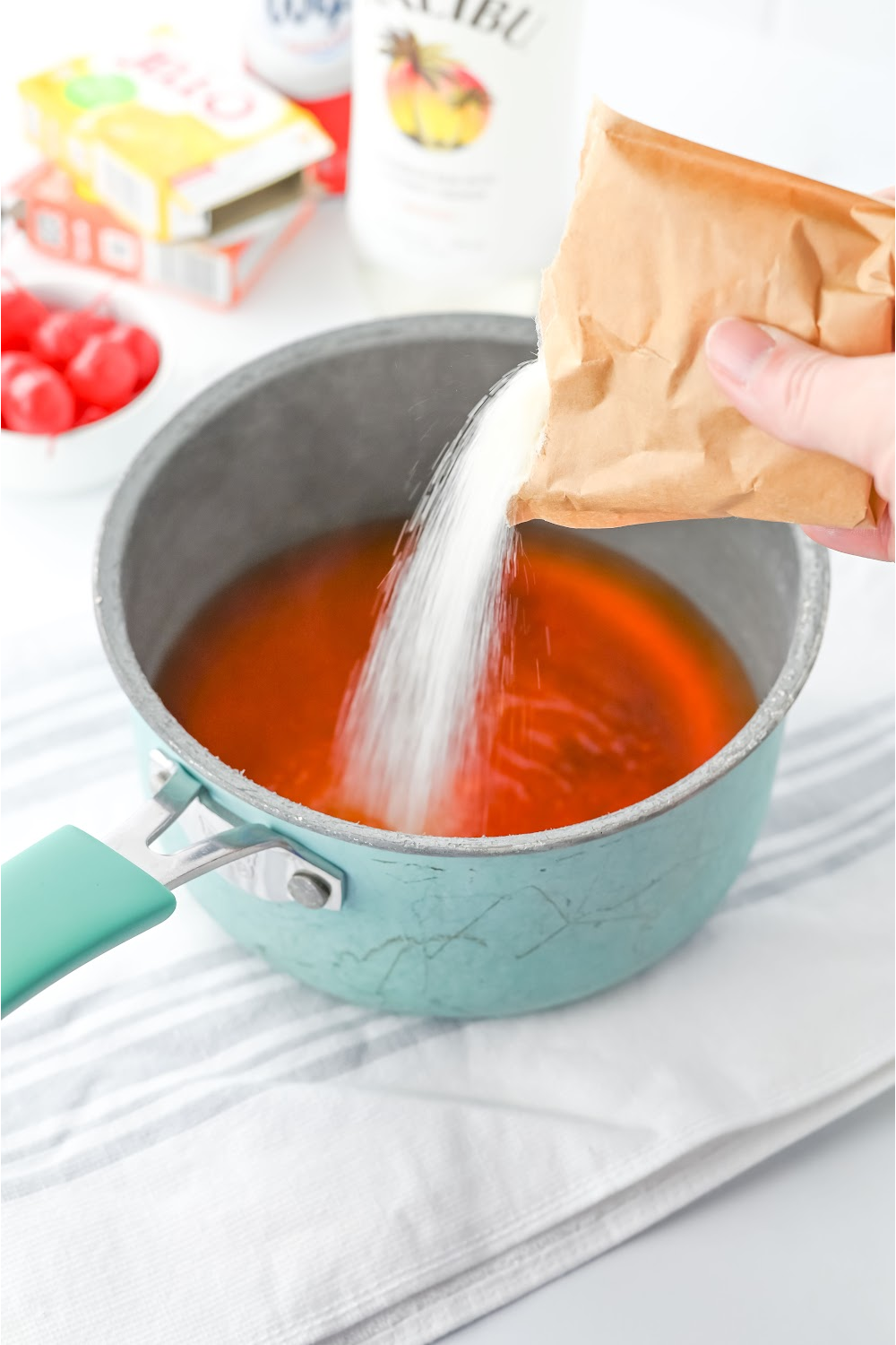 Pour jello into a sauce pan.