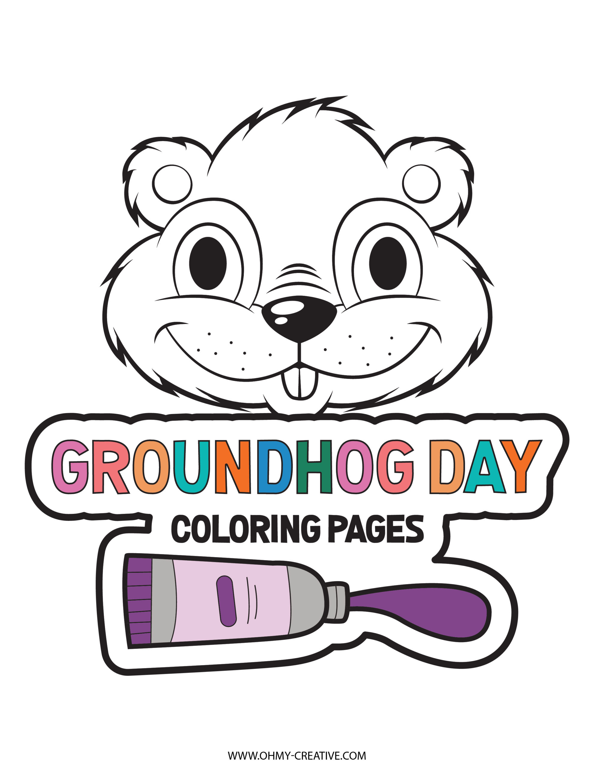A cute head of a ground hog for groundhog day coloring pages.
