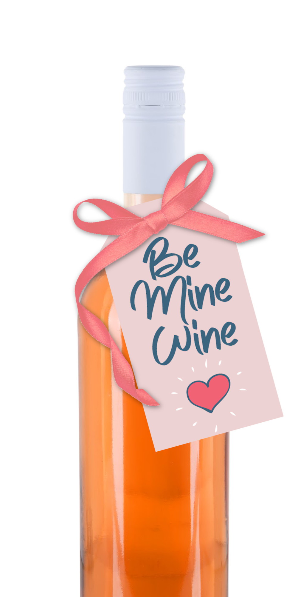 Pink "Be Mine wine" wine bottle gift tag.