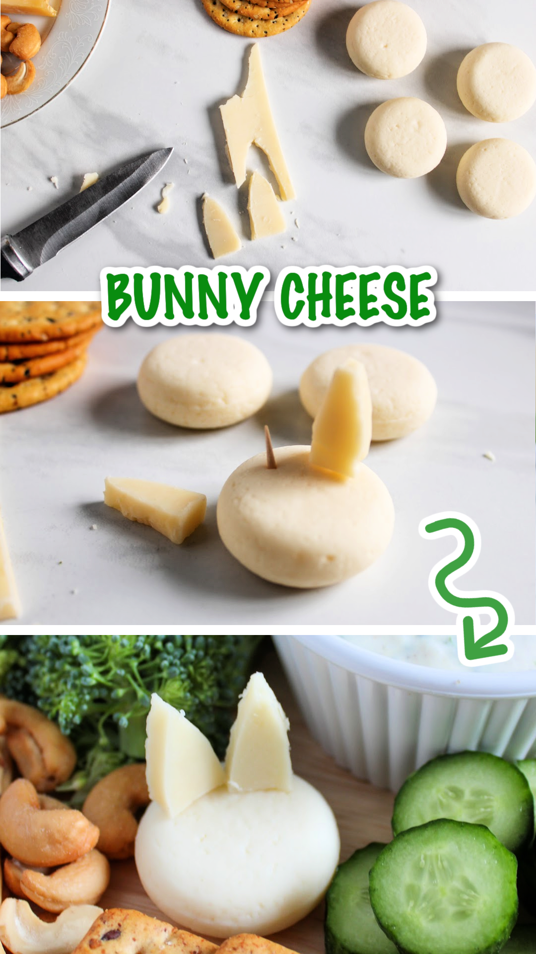 How to make bunny cheeses using two types of cheese.