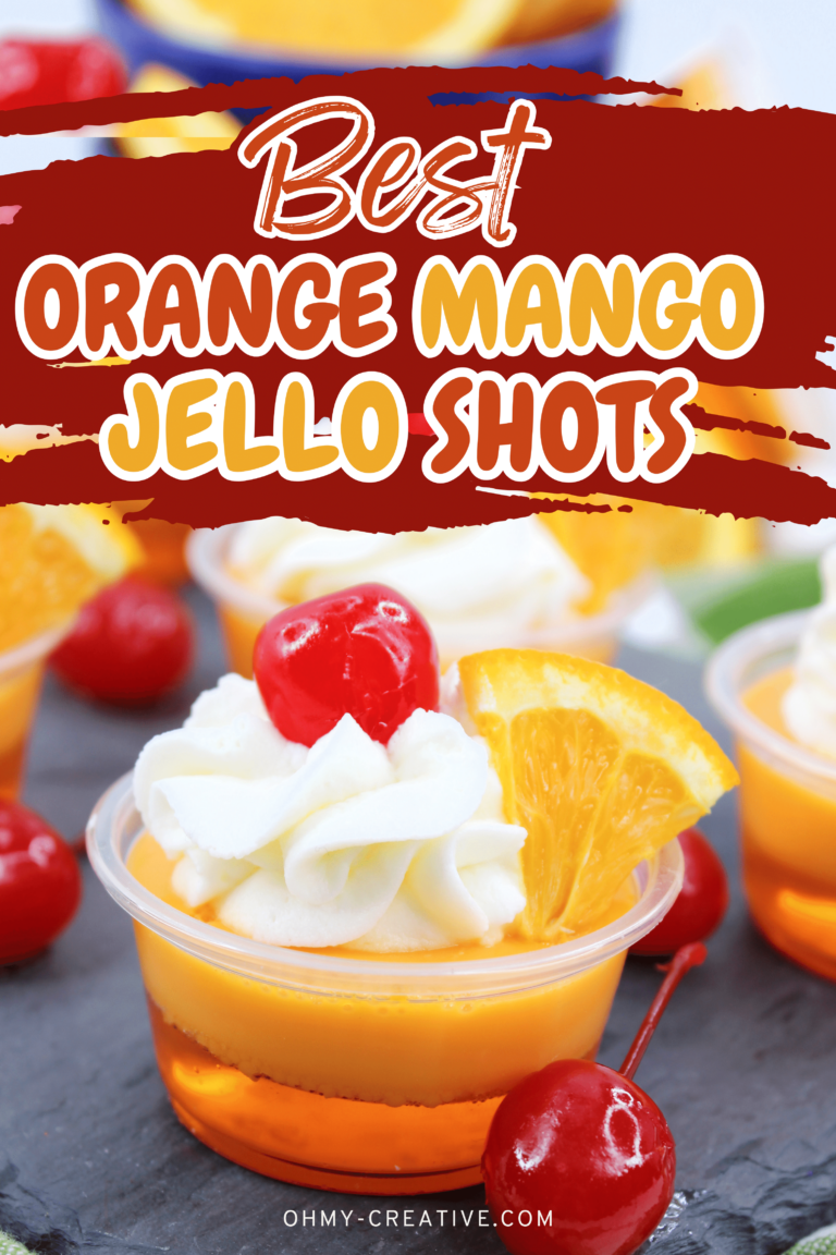 Pin image of orange mango jello shots