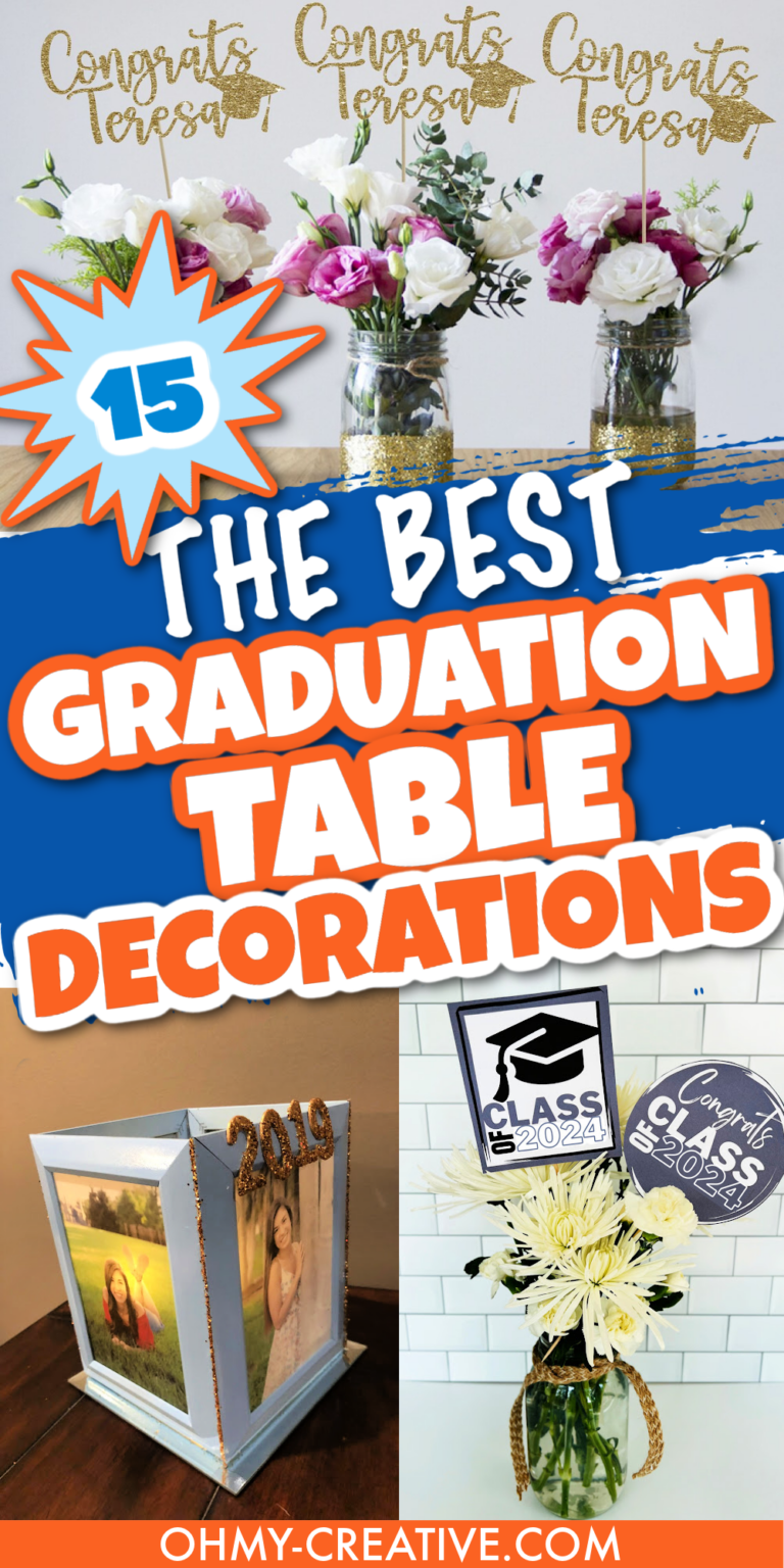 A pin collage of graduation table decorations.
