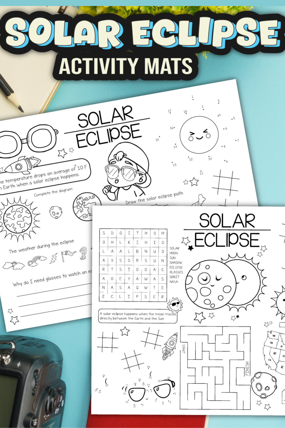 a image of two solar eclipse printables