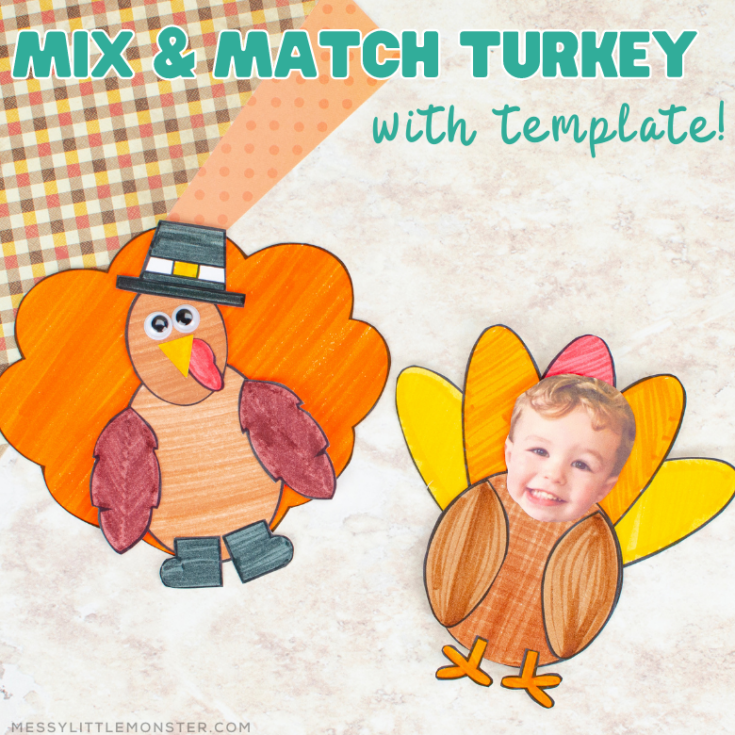 Image for Turkey Craft Template - Mix and Match Thanksgiving craft