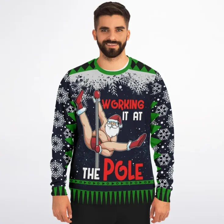 Image for Funny Santa Pole Dance Ugly Christmas Sweatshirt